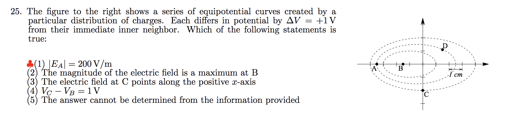 25 The Figure To The Right Shows A Series Of Equipotential Curves Created By A Particular Distribution Of Charges Ea 1