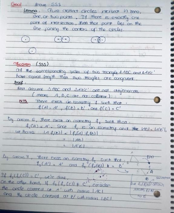 Goal Proue Sss Lemma Two Cuestioct Circles Intersect In Yera One Or Two Pois If There Is Exactly One Pont Of Ter Seenon 1