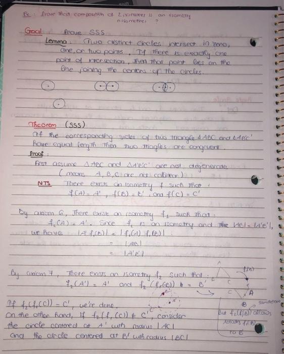 Goal Proue Sss Lemma Two Cuestioct Circles Intersect In Yera One Or Two Pois If There Is Exactly One Pont Of Ter Seenon 3