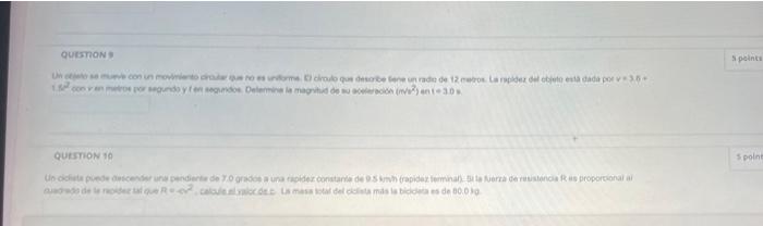 Points Question Un Con Un Om Beter Unrade 12 Lamelo Esta Dada Por V35 Conde Yondos De Mag De Wonin Question 10 Spolne U 1