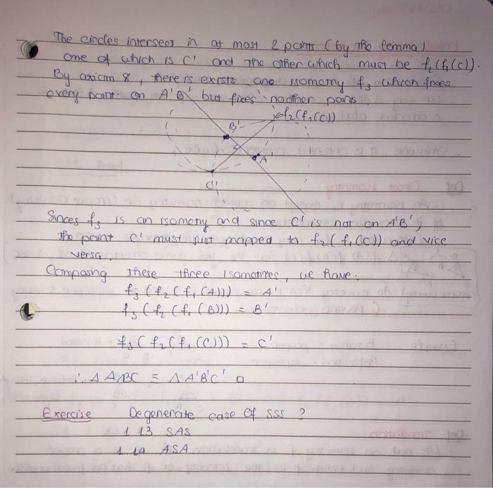 Goal Proue Sss Lemma Two Cuestioct Circles Intersect In Yera One Or Two Pois If There Is Exactly One Pont Of Ter Seenon 5