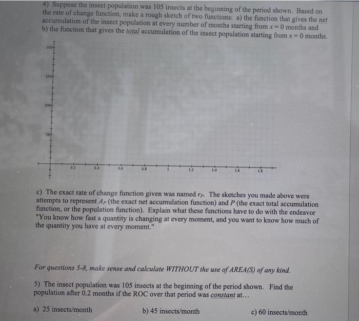 4 Suppose The Insect Population Was 105 Insects At The Beginning Of The Period Shown Based On The Rate Of Change Funct 1