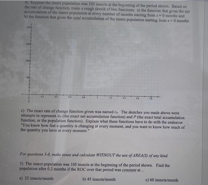 4 Suppose The Insect Population Was 105 Insects At The Beginning Of The Period Shown Based On The Rate Of Change Funct 1