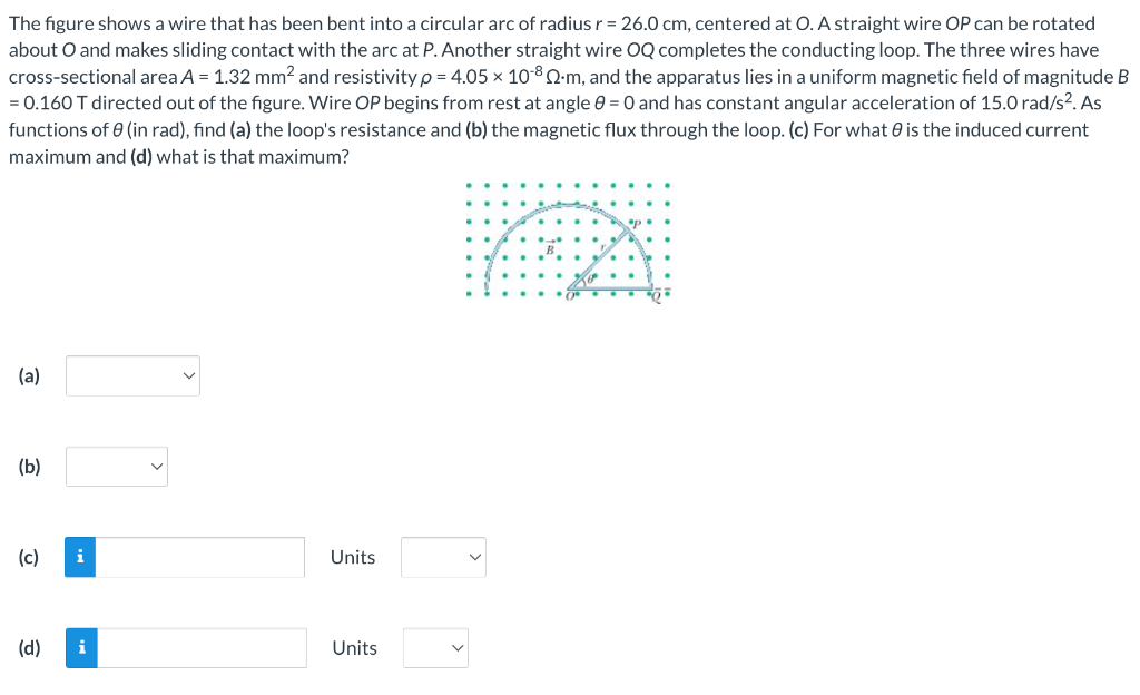The Figure Shows A Wire That Has Been Bent Into A Circular Arc Of Radius R 26 0 Cm Centered At O A Straight Wire Op 1