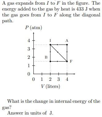 A Gas Expands From I To F In The Figure The Energy Added To The Gas By Heat Is 433 J When The Gas Goes From I To F Alon 1