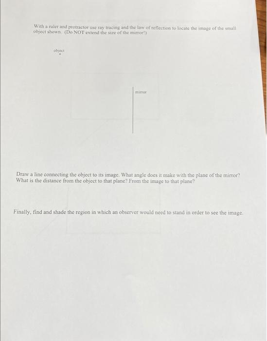 With A Ruler And Protractor Use Ray Tracing And The Law Of Reflection To Locate The Image Of The Small Object Shown Do 1