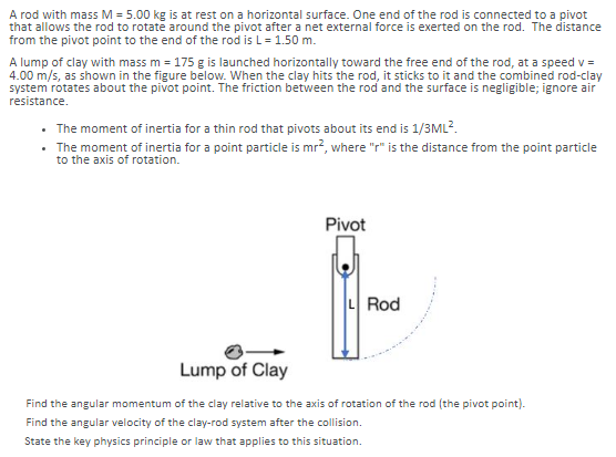 A Rod With Mass M 5 00 Kg Is At Rest On A Horizontal Surface One End Of The Rod Is Connected To A Pivot That Allows T 1