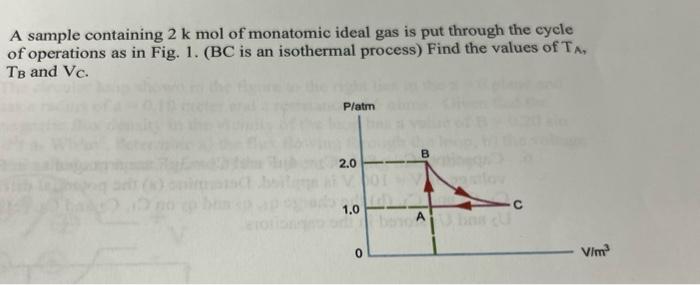 A Sample Containing 2 K Mol Of Monatomic Ideal Gas Is Put Through The Cycle Of Operations As In Fig 1 Bc Is An Isothe 1