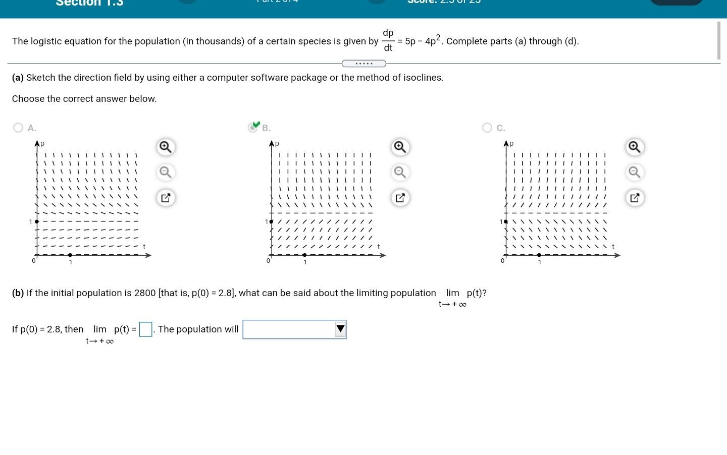 Dp The Logistic Equation For The Population In Thousands Of A Certain Species Is Given By 5p 4p2 Complete Parts A 1