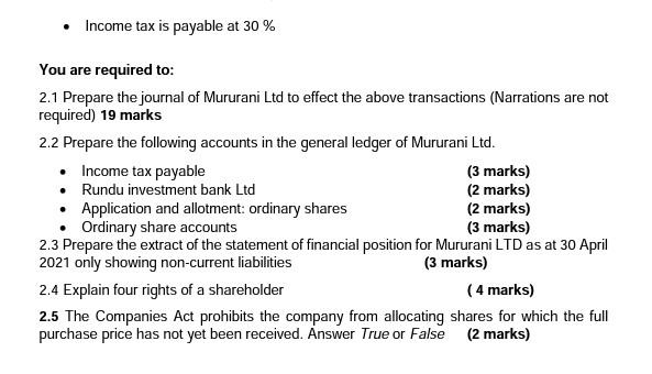 Faculty Of Commerce Management And Law Question 2 38 Marks Mururani Ltd Is Company Listed In The Namibia Stock Exchan 2