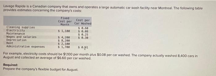 Lavage Rapide Is A Canadian Company That Owns And Operates A Large Automatic Car Wash Facility Near Montreal The Follow 1