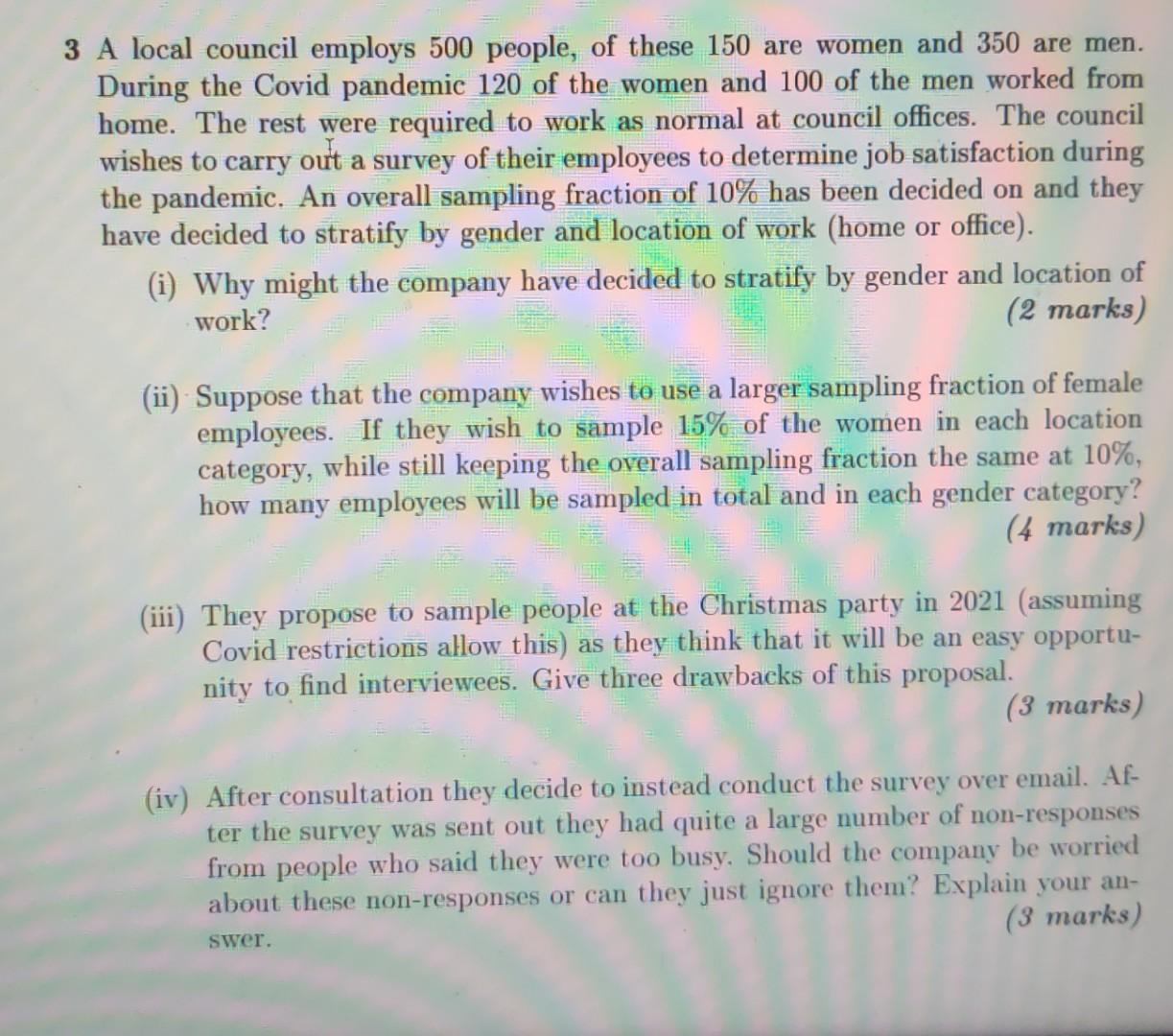 3 A Local Council Employs 500 People Of These 150 Are Women And 350 Are Men During The Covid Pandemic 120 Of The Women 1