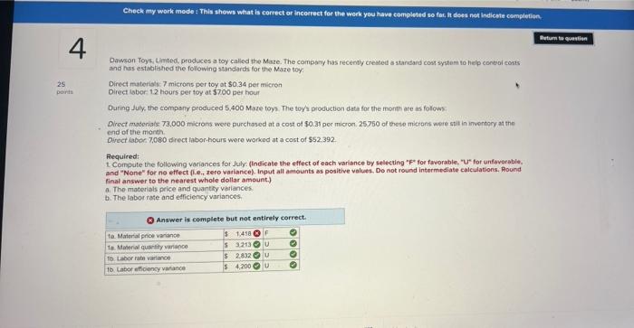 Check My Work Mode This Shows What Is Correct Or Incorrect For The Work You Have Completed So Far I Does Not Indicate 1