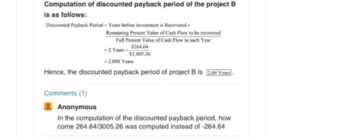 Step 15 Of 19 Calculate The Discounted Payback Period Of The Project B As Follows 1 Year Particular Amount Pvf 2 10 Pv 2