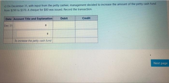 Quiz Navigat On December 1 Fast Translators Decided To Establish A Petty Cash Fund For The Office A Cheque Of 290 W 3