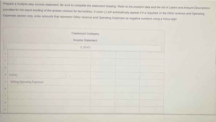 The Following Selected Accounts And Their Current Balances Appear In The Ledger Of Claremont Co For The Fiscal Year End 6