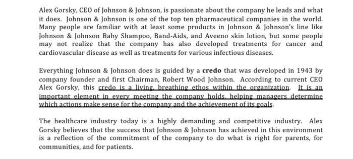 Alex Gorsky Ceo Of Johnson Johnson Is Passionate About The Company He Leads And What It Does Johnson Johnson Is O 1