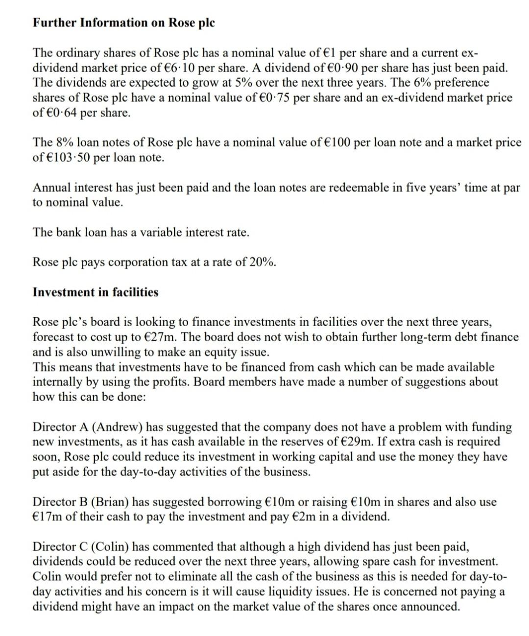 The Following Information Has Been Taken From The Statement Of Financial Position Of Rose Plc A Listed Company Stateme 2