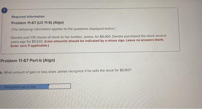 Required Information Problem 11 67 Lo 11 6 Algo The Following Information Applies To The Questions Displayed Below 1
