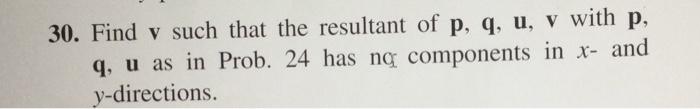 30 Find V Such That The Resultant Of P Q U V With P Q U As In Prob 24 Has Ng Components In X And Y Directions 1