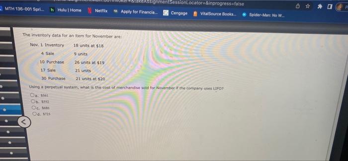 Mth 136 001 Spei Ssignmentsessionlocator Inprogress False Apply For Financia Cengage Vitalsource Books 0 H Hulu Hom 1