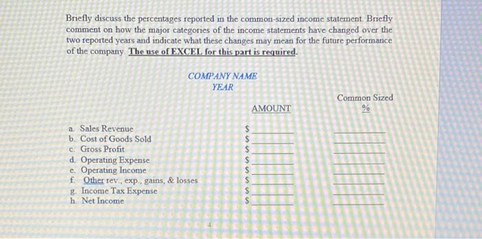 B Using The Balance Sheet Answer The Following Questions For The Assigned Company And The Chosen Competitor 1 Is The B 3