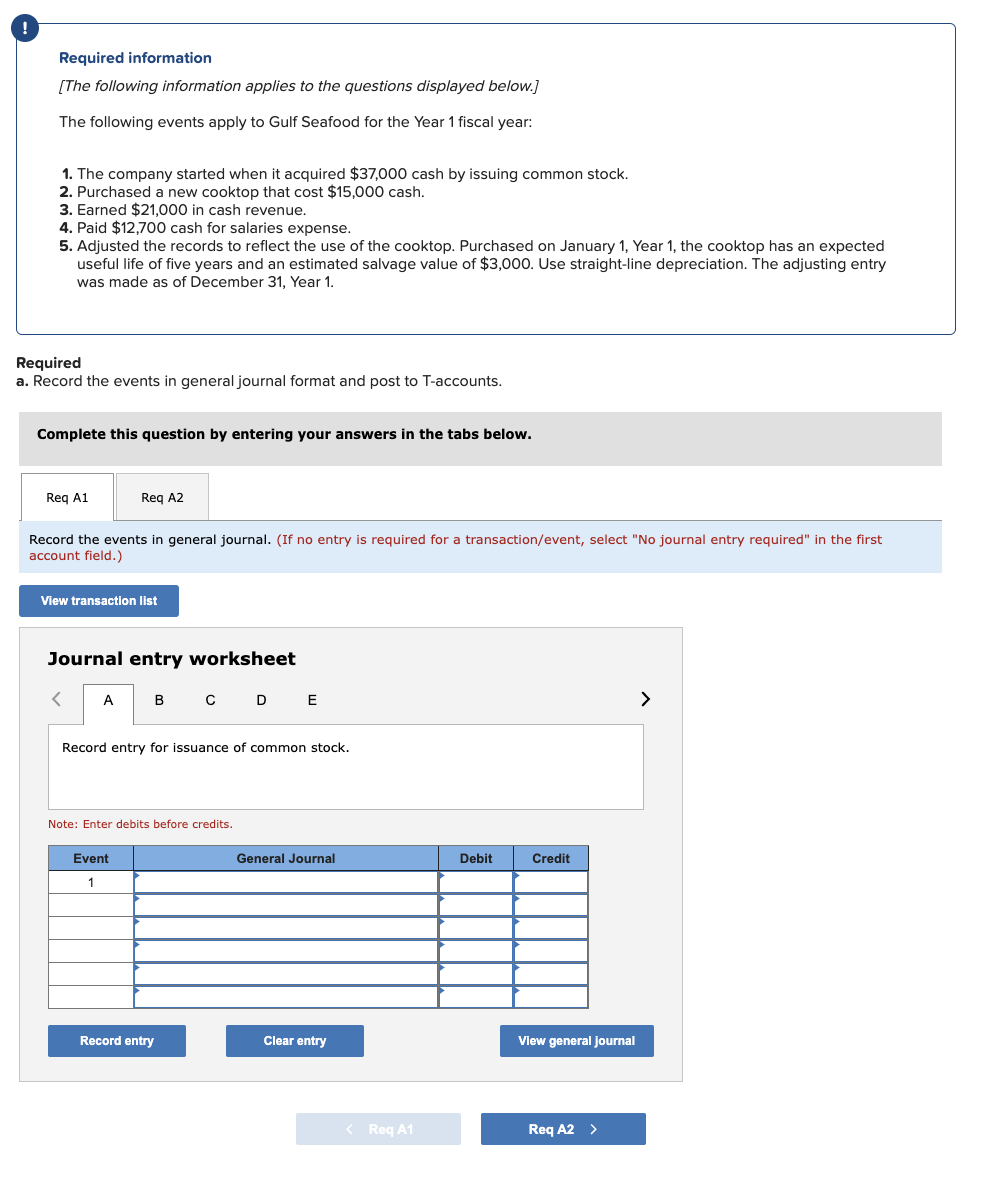 Required Information The Following Information Applies To The Questions Displayed Below The Following Events Apply To 1