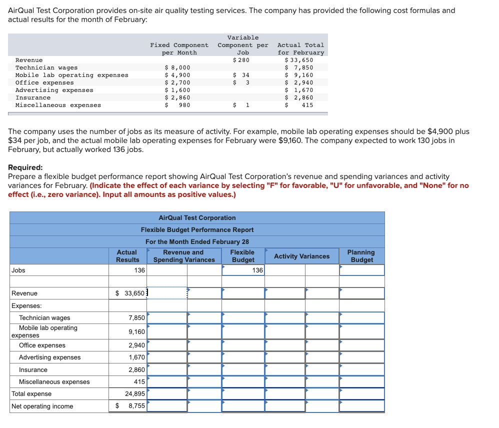 Air Qual Test Corporation Provides On Site Air Quality Testing Services The Company Has Provided The Following Cost For 1