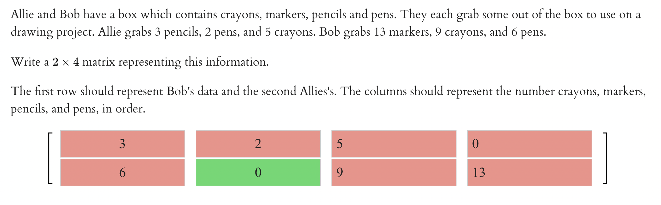 Allie And Bob Have A Box Which Contains Crayons Markers Pencils And Pens They Each Grab Some Out Of The Box To Use On 1