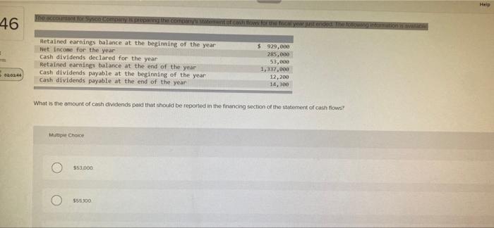 Help The Account Company Proping The Companyaments For The Cayende Og 46 Retained Earnings Balance At The Beginning Of T 1