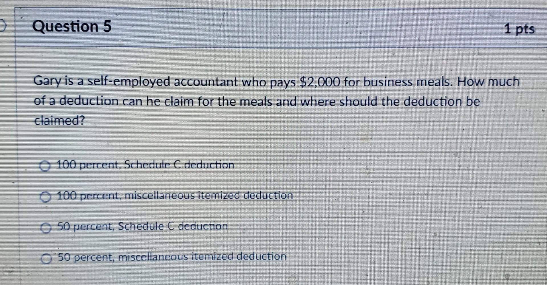 Question 4 1 Pts During The Current Year Harry A Self Employed Accountant Travels From Kansas City To Miami For A Sev 2