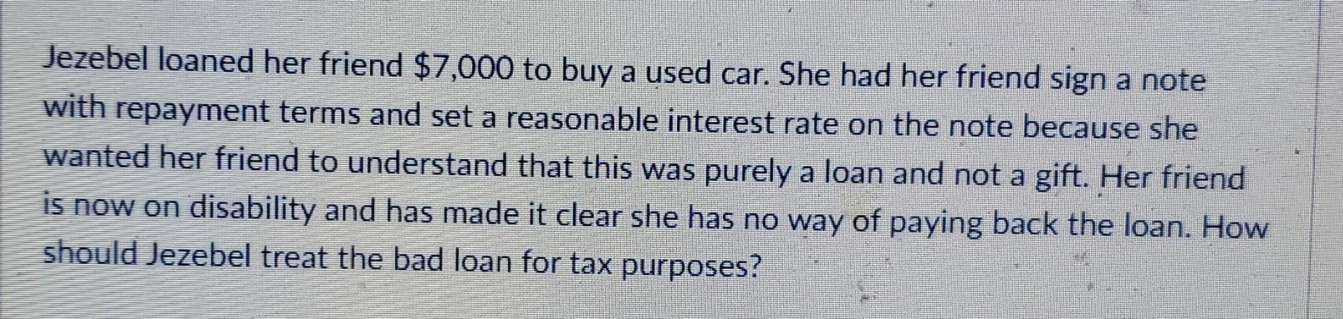Jezebel Loaned Her Friend 7 000 To Buy A Used Car She Had Her Friend Sign A Note With Repayment Terms And Set A Reason 1