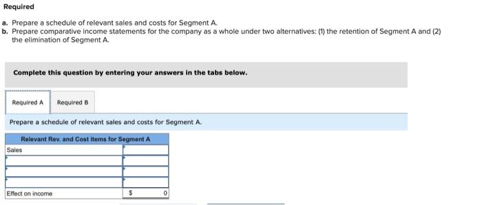 Exercise 13 14a Algo Segment Elimination Decision Lo 13 4 Zachary Company Operates Three Segments Income Statements F 2