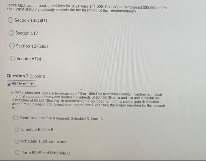 Jack S Mba Tuition Books And Fees For 2021 Were 41 000 Coca Cola Reimbursed 25 000 Of This Cost What Statutory Aut 1