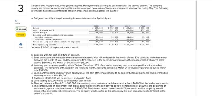 3 Garden Sales Incorporated Sells Gorden Supplies Management Is Planning Is Cash Needs For The Second Quarter The Co 1
