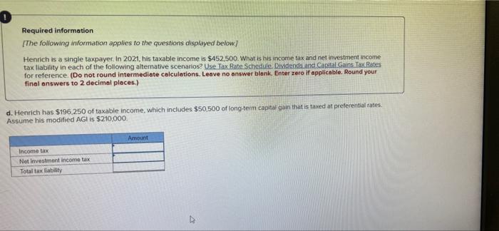 0 Required Information The Following Information Applies To The Questions Displayed Below Henrich Is A Single Taxpayer 4