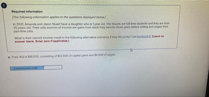 Required Information The Following Information Applies To The Questions Displayed Below In 2021 Amanda And Jaxon Stuar 1