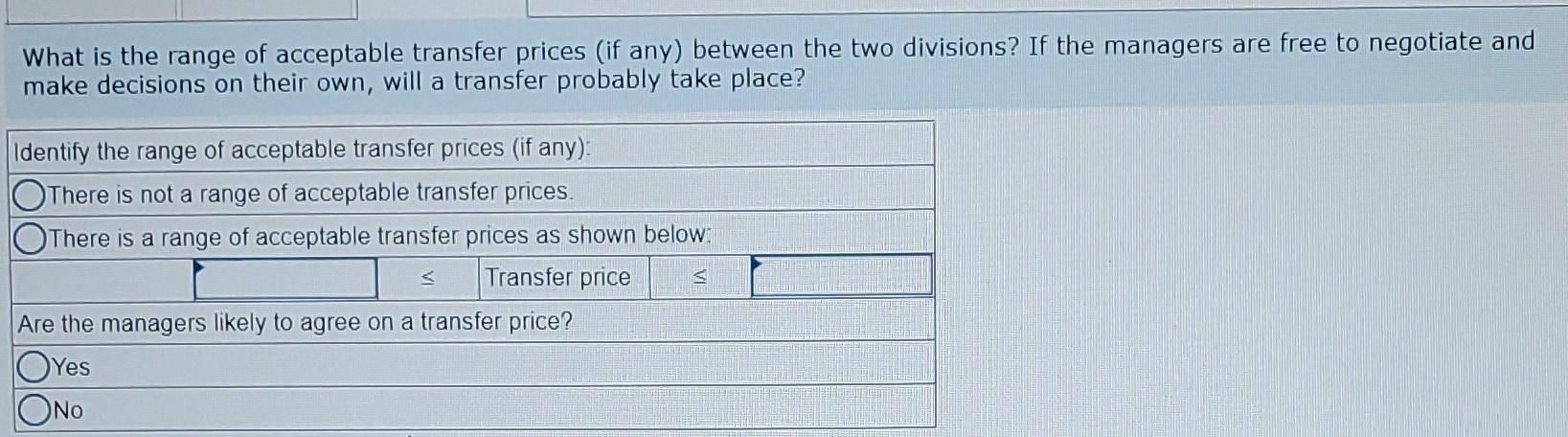 In Each Of The Cases Below Assume Division X Has A Product That Can Be Sold Either To Outside Customers Or To Division 4