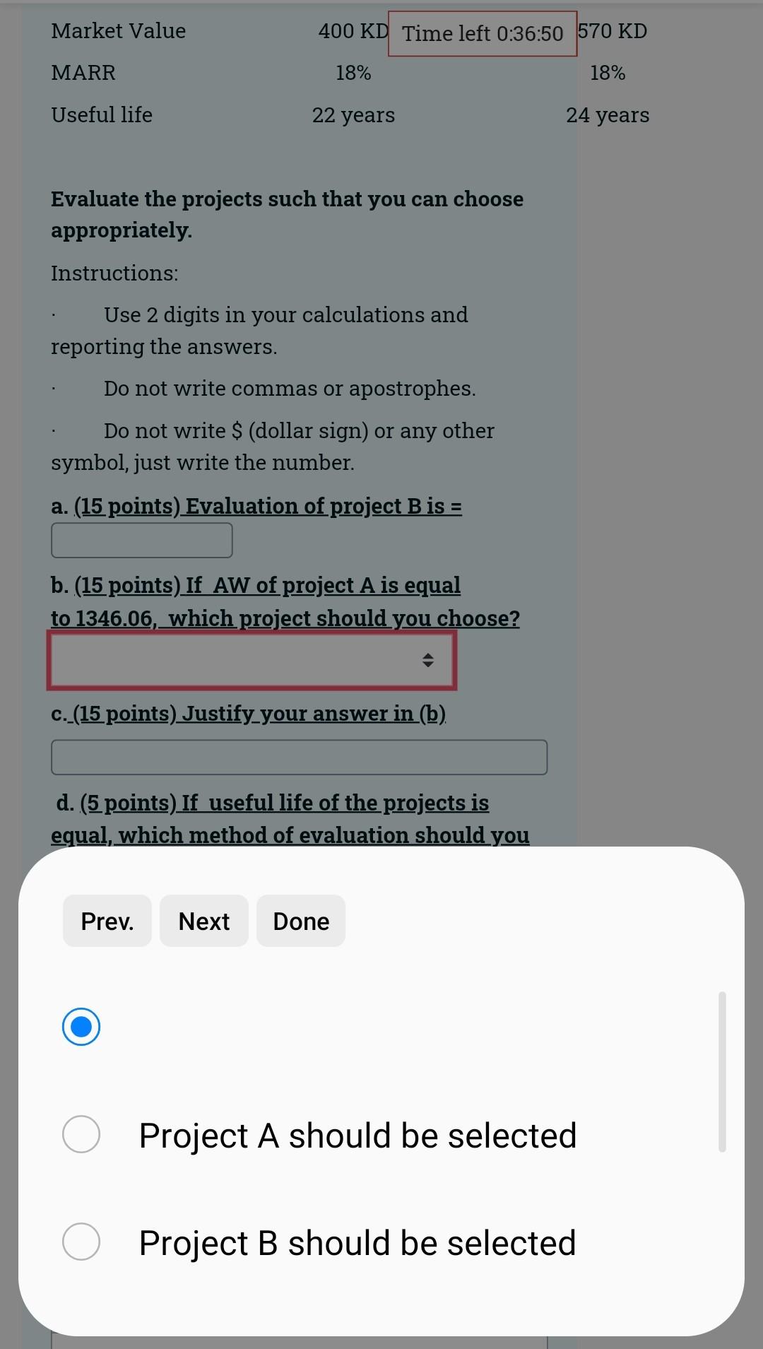 Engineering Economics Quickly Not Much Time Left Please Solve Within 40 Mins Thanks Will Upvote Options For Task B 3