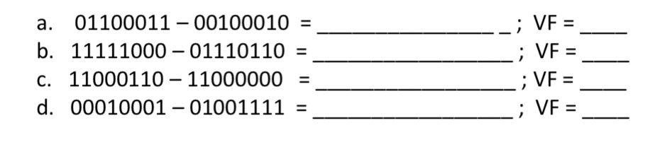 Present The Performance Of The Following Subtractions Of 6 Bit Binary Numbers Assuming Signed Numbers Indicate The Decim 1
