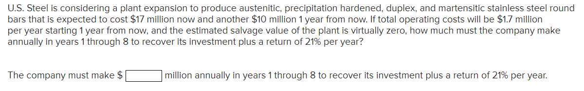 U S Steel Is Considering A Plant Expansion To Produce Austenitic Precipitation Hardened Duplex And Martensitic Stain 1