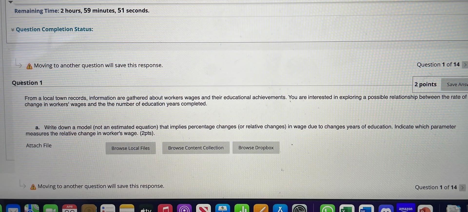 Remaining Time 2 Hours 59 Minutes 51 Seconds Question Completion Status Moving To Another Question Will Save This 1