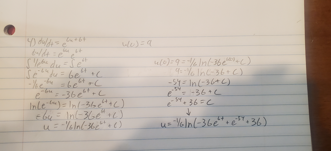 1 Point Solve The Separable Differential Equation For U Du Dt 6 6t E Use The Following Initial Condition U 0 9 2