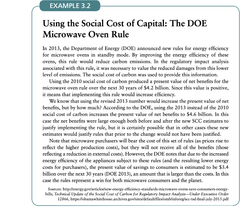 Example 3 2 Using The Social Cost Of Capital The Doe Microwave Oven Rule In 2013 The Department Of Energy Doe Announ 1