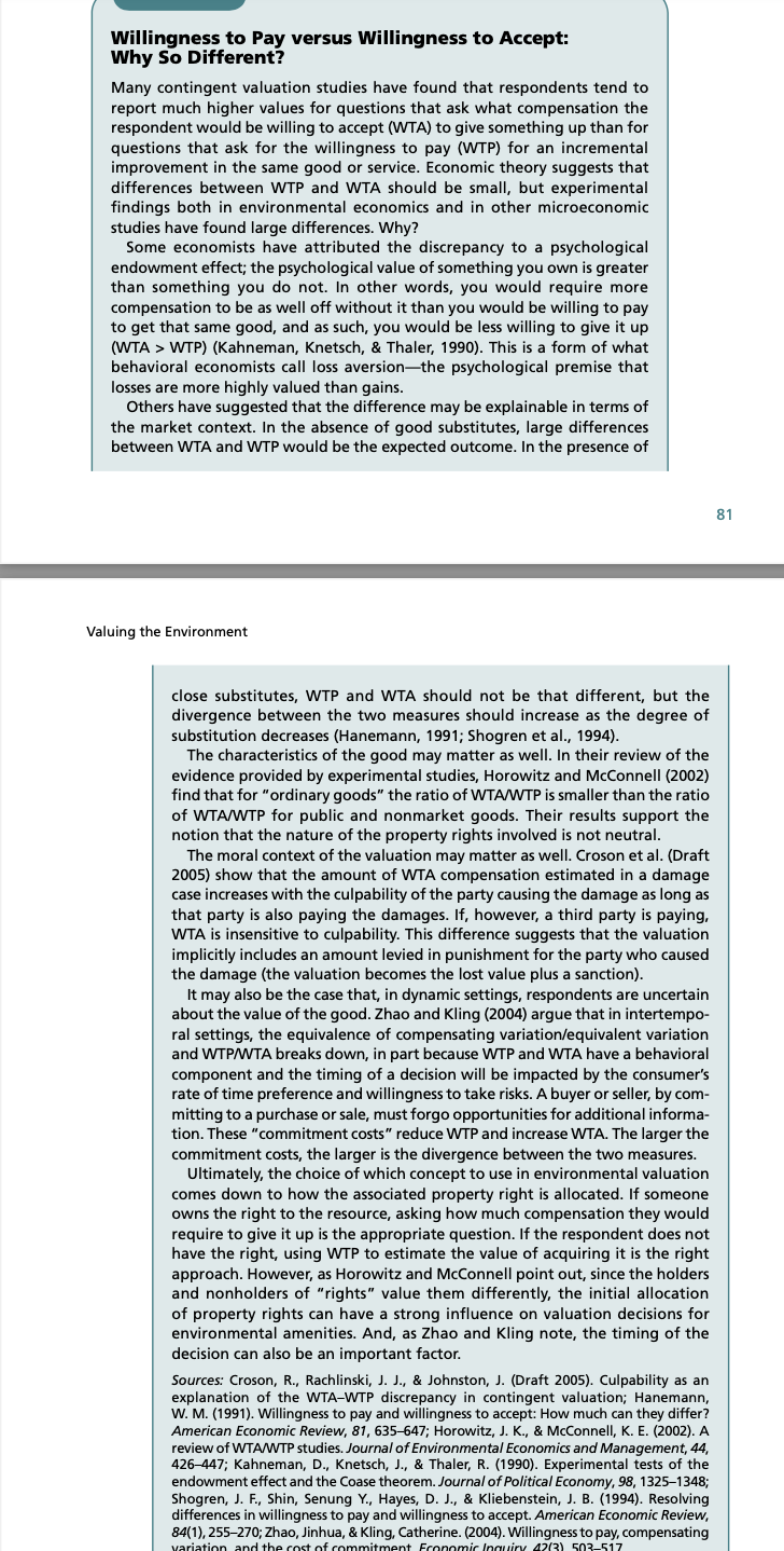 Willingness To Pay Versus Willingness To Accept Why So Different Many Contingent Valuation Studies Have Found That Res 1