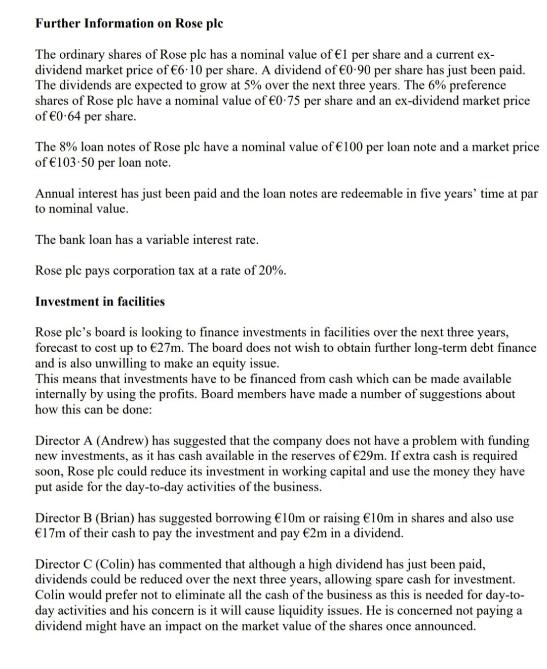 The Following Information Has Been Taken From The Statement Of Financial Position Of Rose Plc A Listed Company Stateme 2