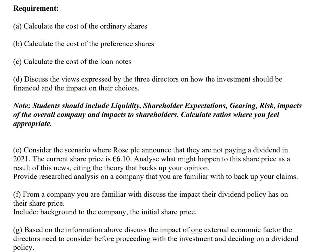The Following Information Has Been Taken From The Statement Of Financial Position Of Rose Plc A Listed Company Stateme 3