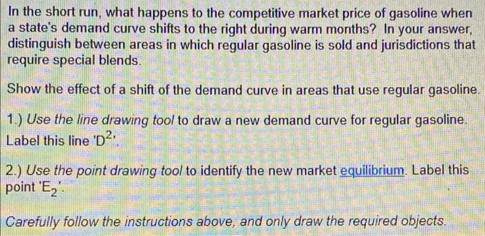 In The Short Run What Happens To The Competitive Market Price Of Gasoline When A State S Demand Curve Shifts To The Rig 1