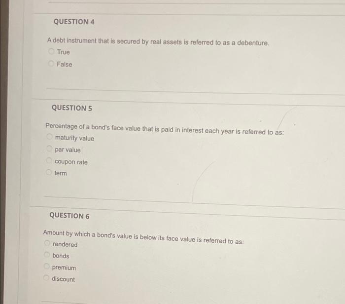 Question 1 A Promise By The Borrower To Repay The Amount Borrowed Plus Interest Is Referred To As Debt Bill Object Ste 2