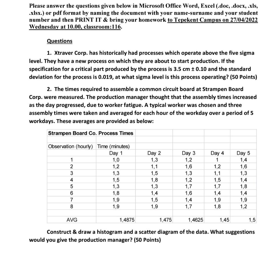 Please Answer The Questions Given Below In Microsoft Office Word Excel Doc Docx Xls Xlsx Or Pdf Format By Nam 1